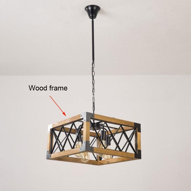 Vintage Loft Wood Chandelier Living Room Bedroom Dining Room Light Pendant Lamp (WH-VP-135)