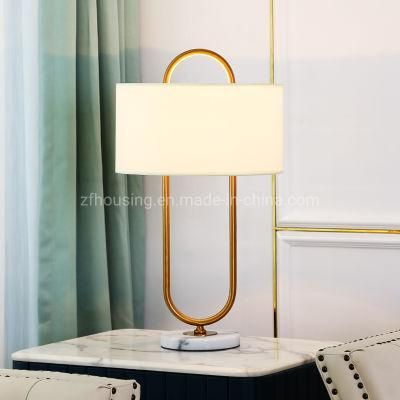 Hotel Projects Golden LED Marble Table Lamp with Cloth Lampshade Zf-Cl-021