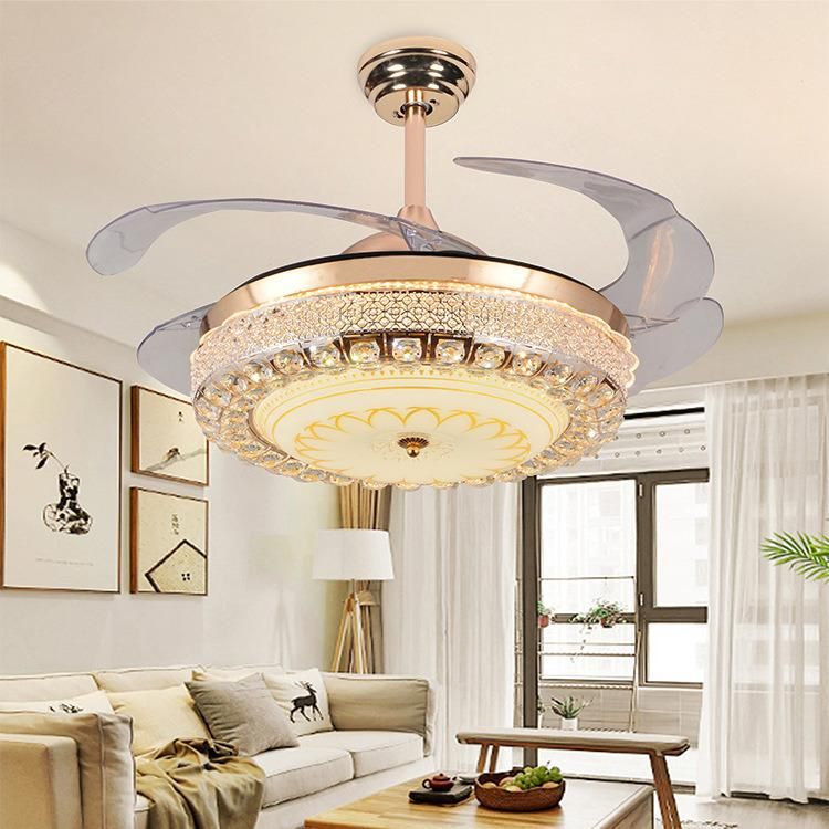 52 Inch 4 ABS Blades Fashion Simple Decorative Lighting Fan Lamp Remote Control Luxury Ceiling Fan with LED Light Manufacturer
