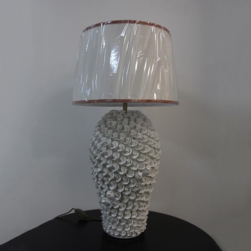 White Gourd Acrylic Fabric Shade and Ceramic Lamp Body Table Lamp.