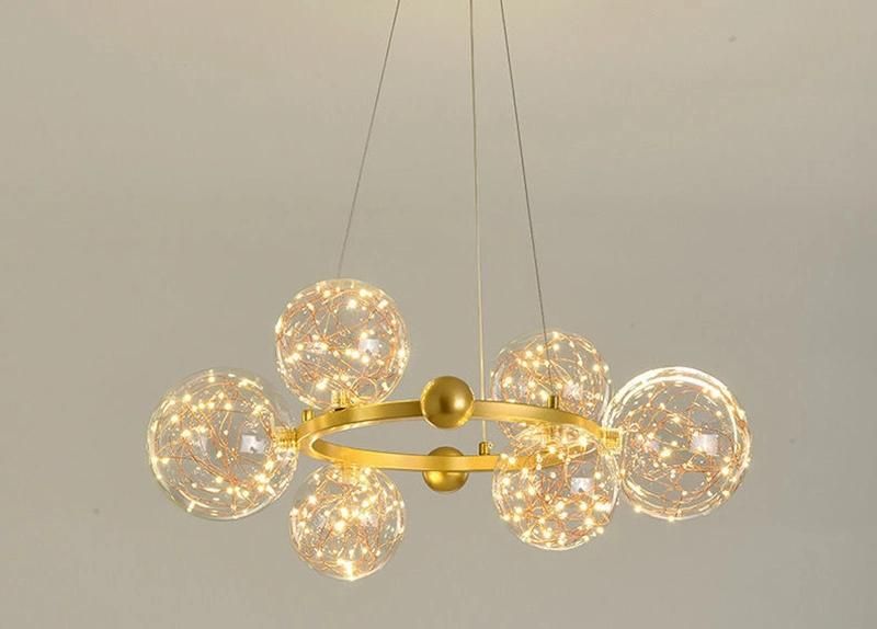 Pendant Lamp Roud Glass Indoor Lighting Modern Chandelier Lamp for Living Room Dining Room