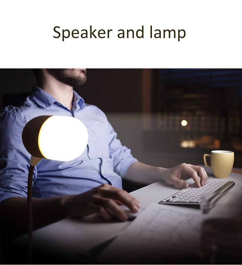 Desk Lamp Bluetooth Speaker with USB Charging Port and Wireless Charging for Samsung iPhone Desktop Light