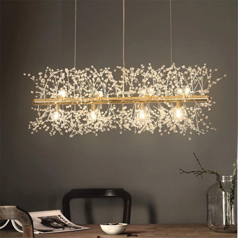 Modern Crystal LED G9 Dandelion Chandelier Lighting for Dining Room / Restaurant / Shops