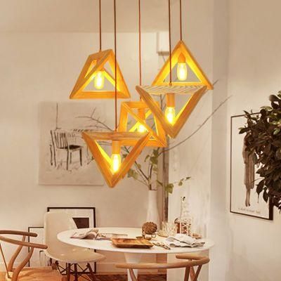 Triangle Rectangle Wood Pendant Hanging Lights for Indoor Home Kitchen Dining Room (WH-WP-14)