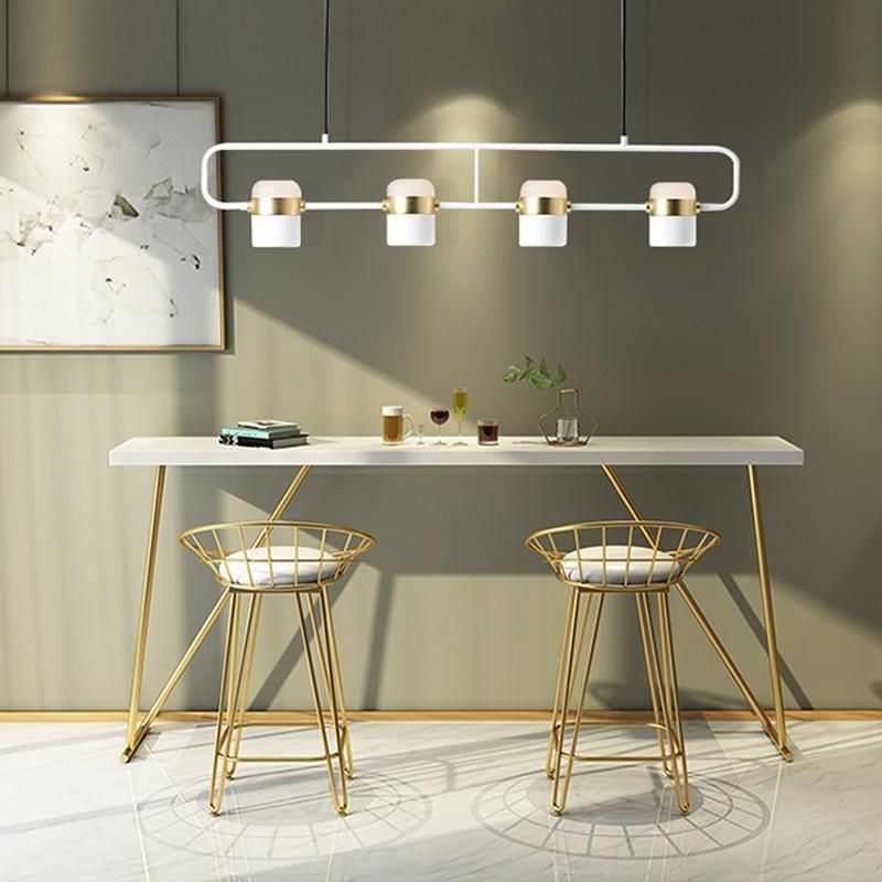 Nordic Simple Rose Gold Long Bar Restaurant Chandelier Hotel Light Luxury Personality Creative Round Bar LED Line Pendant Light
