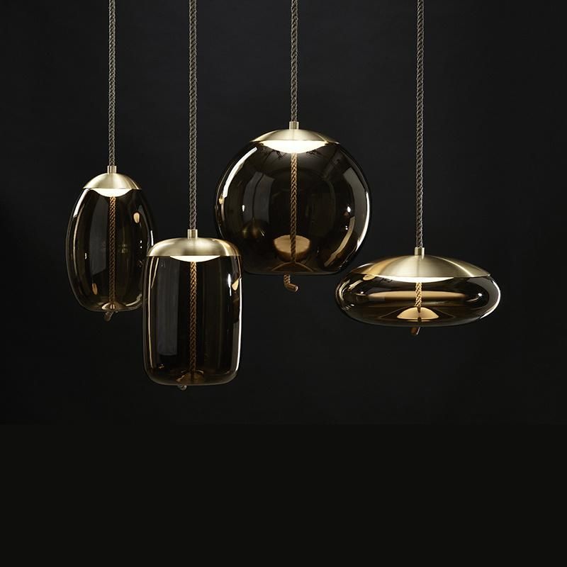 Home Decoration LED Modern Coffee Glass Pendant Lamp Indoor Lighting