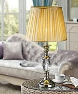 Phine 90184 Clear Crystal Table Lamp with Fabric Shade