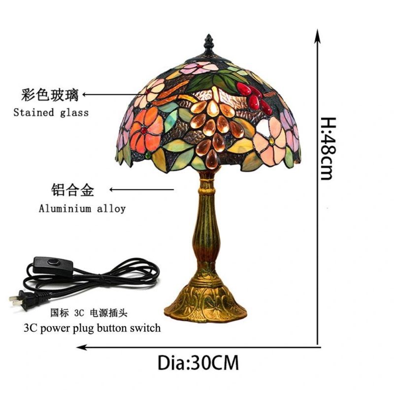 European Mediterranean Creative Blue Baroque American Retro Tiffany Stained Glass Table Lamp