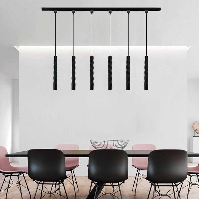 Modern LED Pendant Lamp Black Aluminum Long Tube Hanging Lamp with Brand LED Chip and Driver for Decoration Indoor Ceiling Light