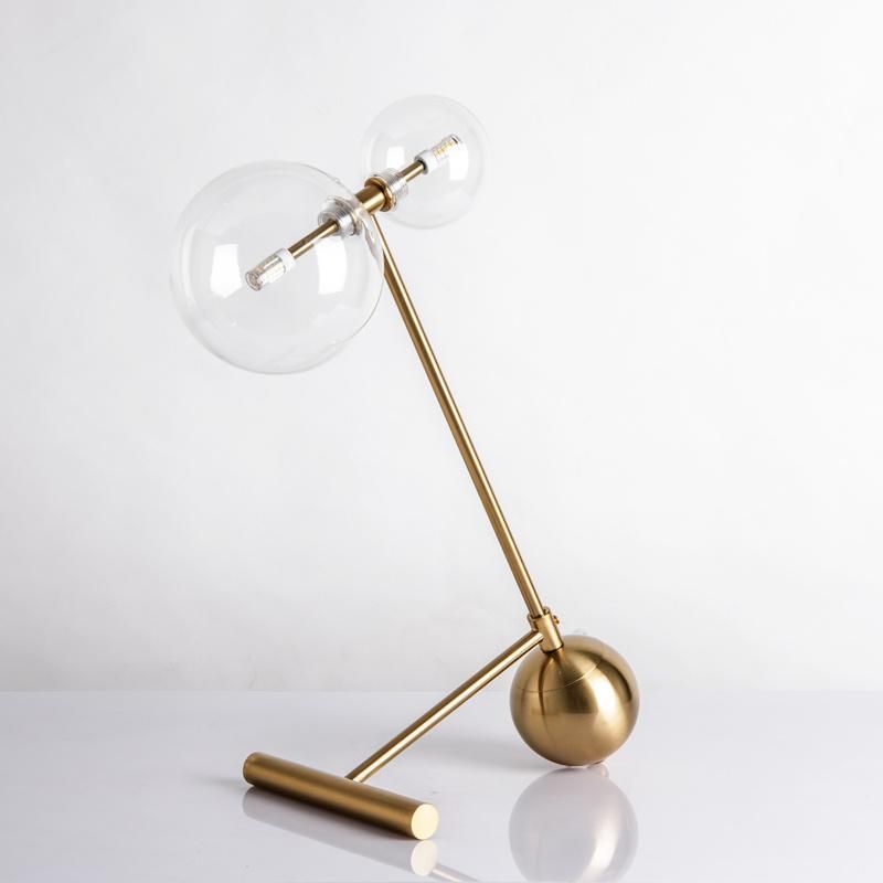 Modern Glass Desk Table Lamp in Gold for Living Room