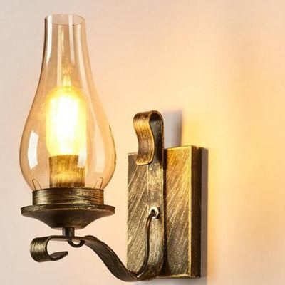 Retro Industrial Light Iron Wall Lamp Creative Restaurant Corridor Bedroom Bedside Glass Wall Light (WH-VR-40)