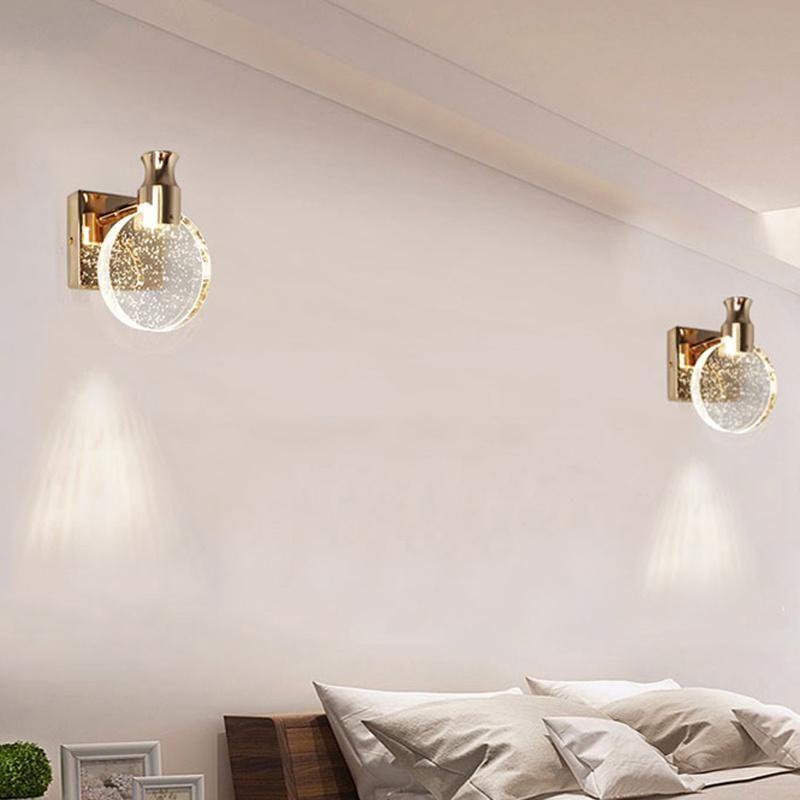 LED Creative Bedroom Bedside Crystal Wall Lamp Simple Living Room Lamp Stair Lighting