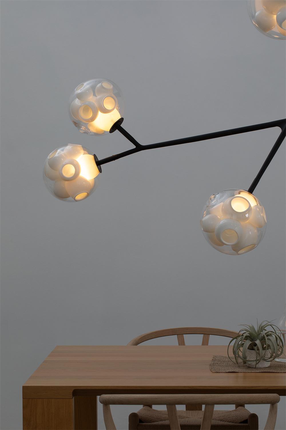 2022 New Modern White Glass Chandelier Light Kitchen Linear Pendant Lamp
