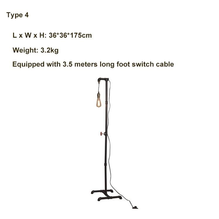 LED Creative Foot Switch Industrial Retro Pipe Floor Lamp