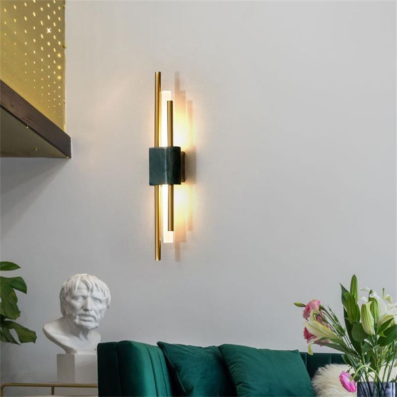 All Copper Nordic Modern Simple Marble Strip Wall Lamp Bedroom Bedside Lamp Living Room TV Background Wall Lamp