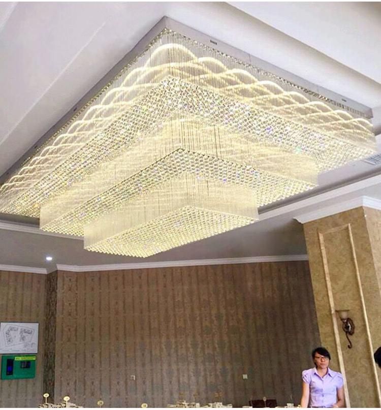Luxury Light Fixture Modern Stair Hotel Banquet Hall Project Custom Ceiling Chandelier Lamp