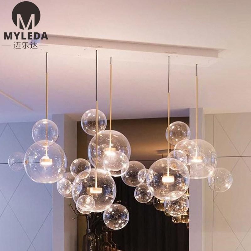 Modern Simple Hotel Decorative Clear Glass Ball LED Pendant Lamp
