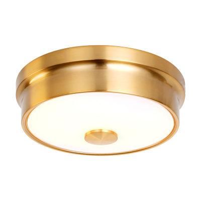 Modern Luxury Plated Gold Brown Round Iron Art Restaurant Porch Ceiling Light for Dining Room
