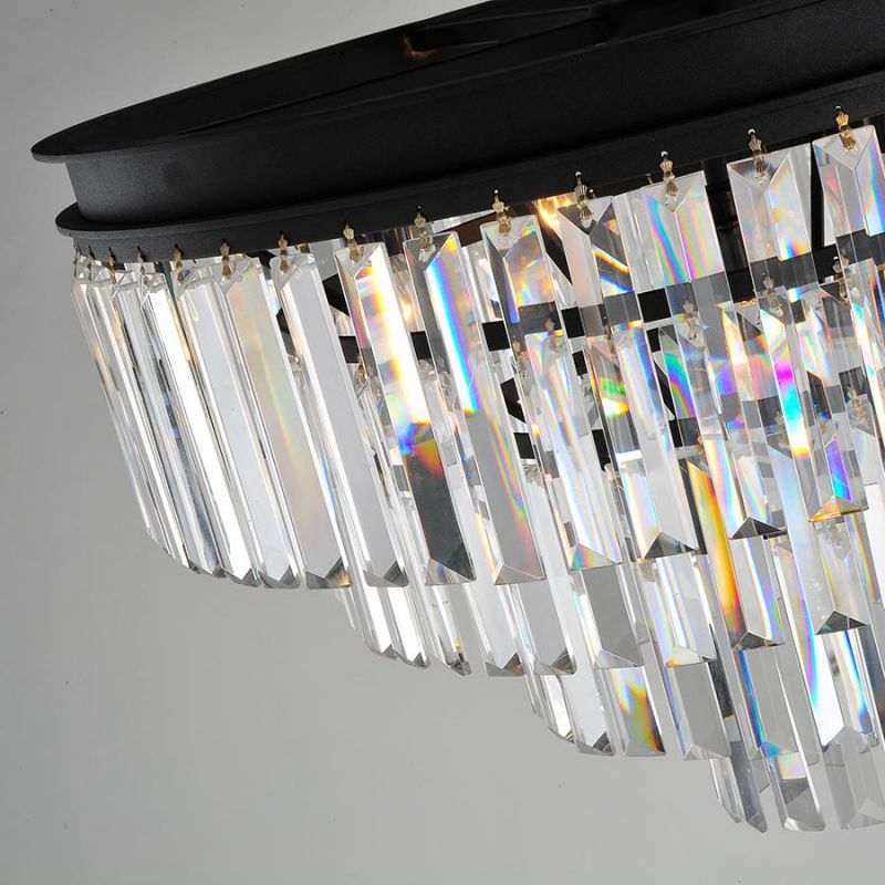 Suspension Rh Crystal Luminaire Gold Black Modern Chandelier Crystal Light (WH-AP-94)