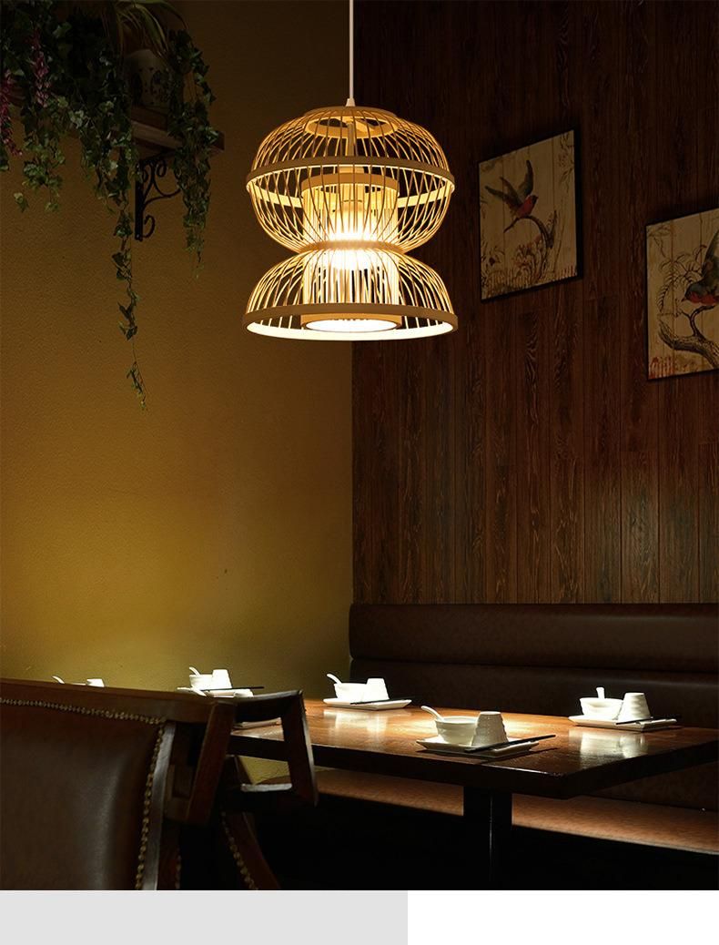 Chinese Bamboo Weaving Zen Living Room Dining Room Study Lamps Tea Room Bamboo Art Retro Natural Chandelier