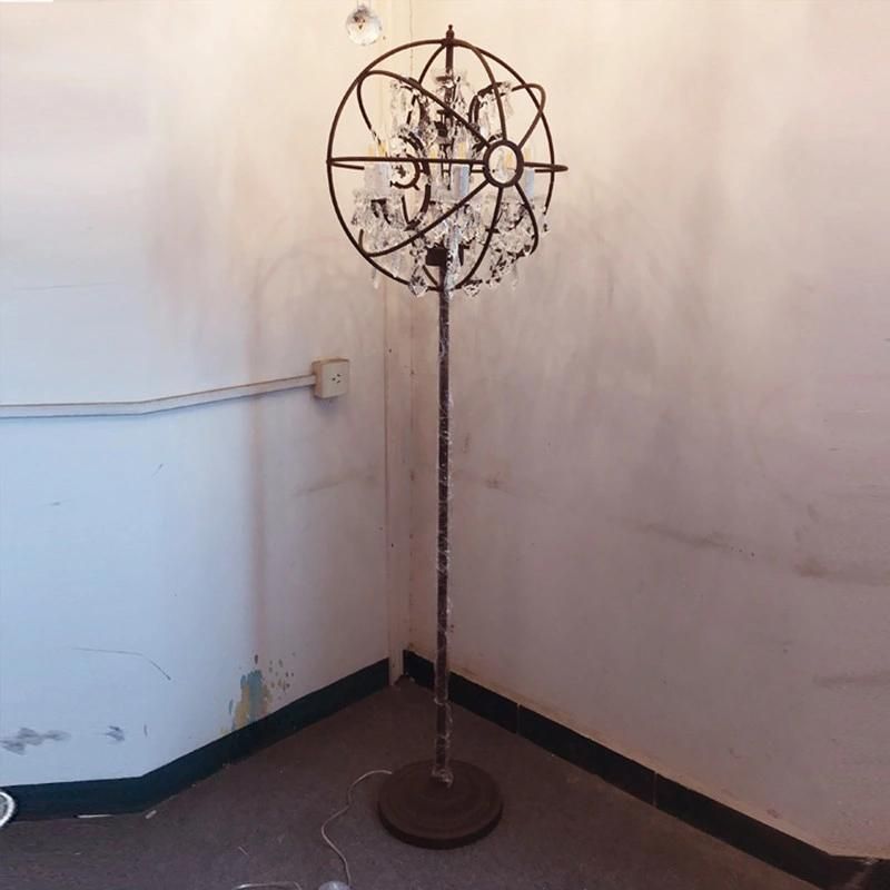 Round Crystal Elegant Retro Type Iron Floor Lamp and Crystal Black Floor Lamp (WH-VFL-08)