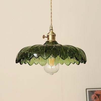 Modern Glass Pendant Lighting Fixture Luminaire Green Flower Bar Restaurant Hanging Light (WH-GP-107)