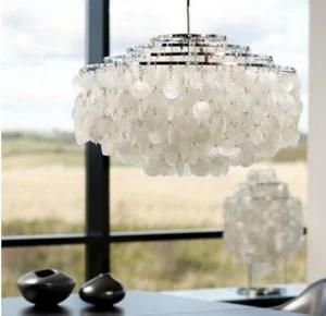 Modern White Capiz Shell Chandeliers LED Pendant Lamps for Kitchen Luminaire Hanging Lamp Lustre Light Fixtures