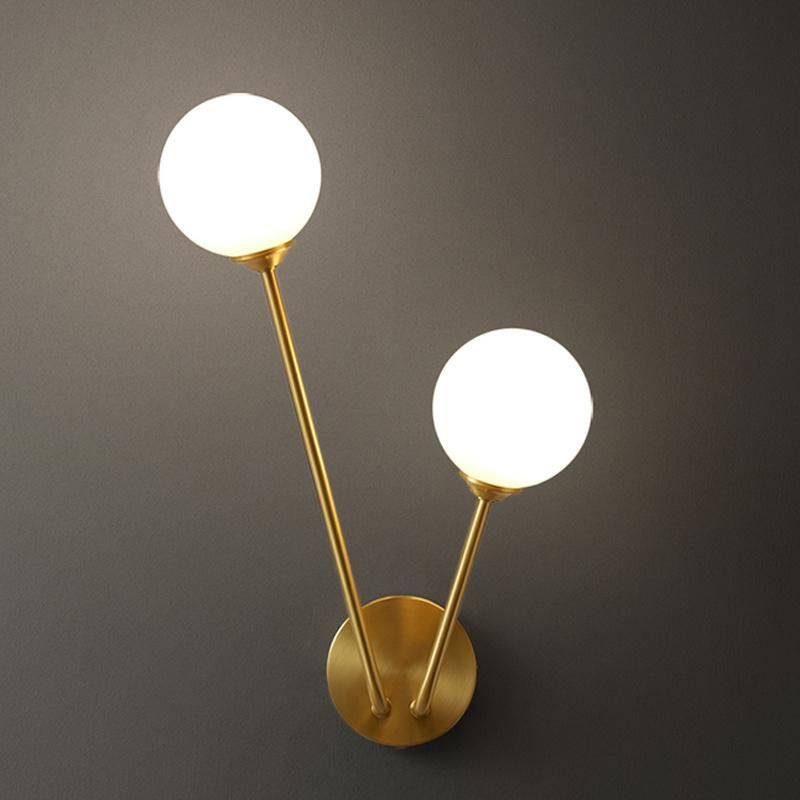Living Room Bedroom Light Double Head Creative Modern Simple Copper Crystal Wall Lamp