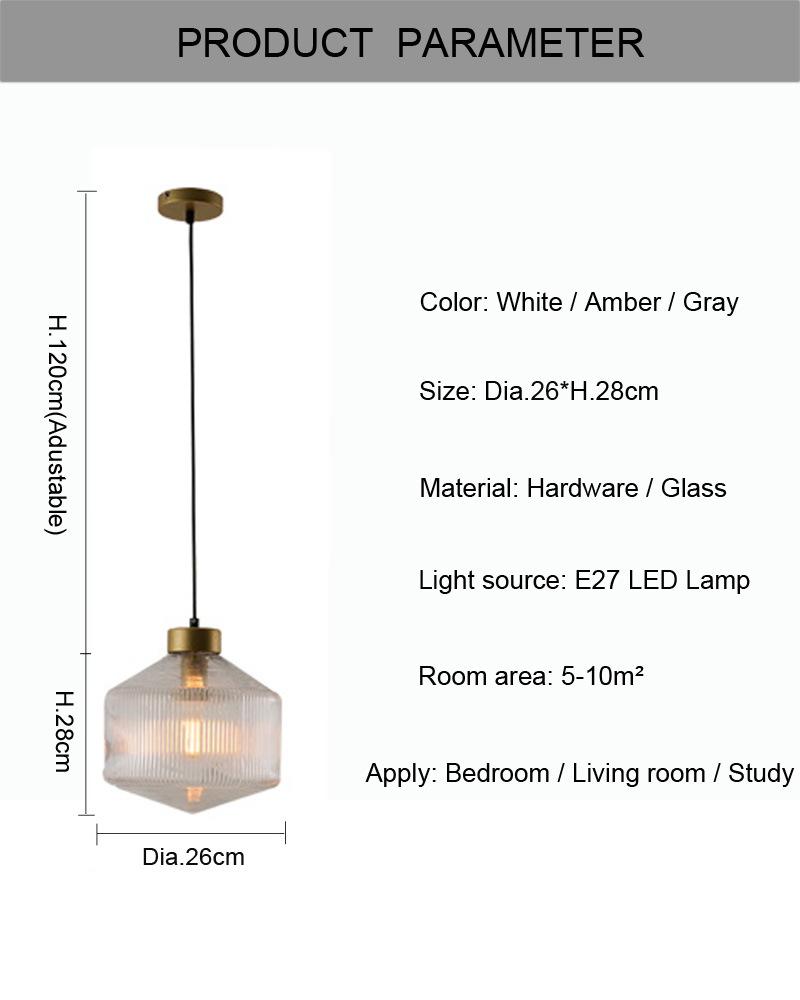 Nordic Simple Luxury Pendant Lights Counter Gustaof Drum Shaped Patterned Glass Pendant Light (WH-AP-296)