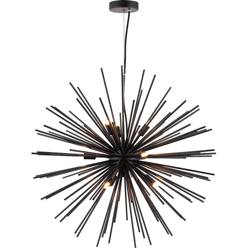 Firework Chandelier for Dining Room Matt Black Pendant Lighting Metal Aluminum Ceiling Light Fixtures LED for Living Room Restaurant Urchine Ball Dia60 9-Lights