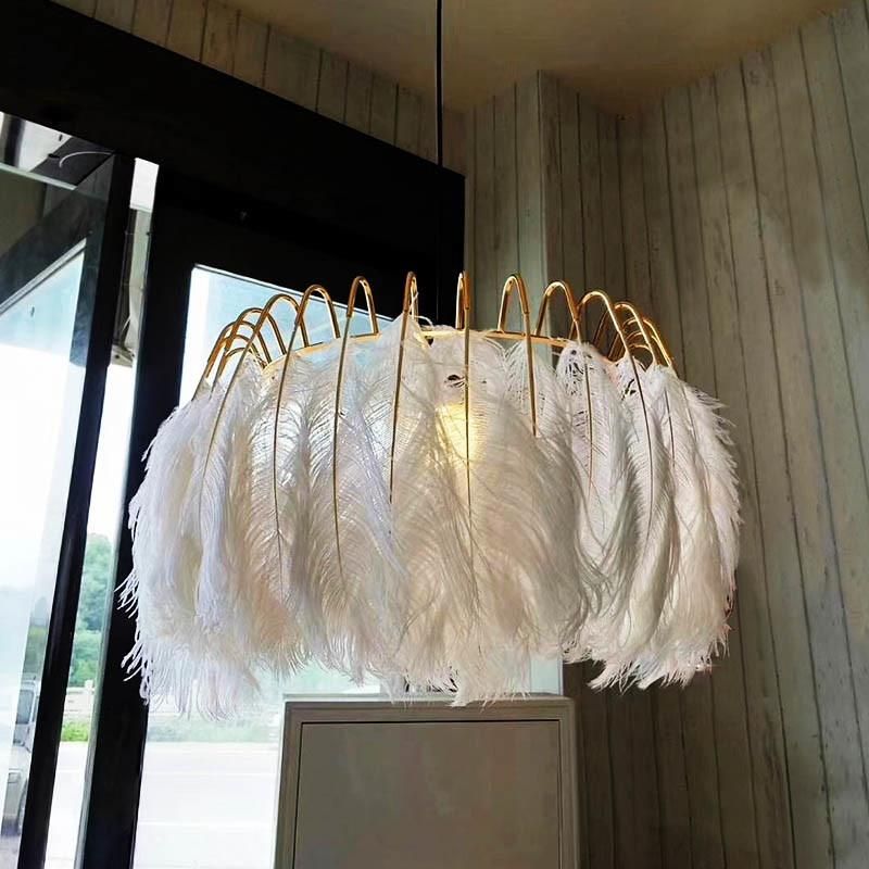 Modern White Feather Pendant Lights for Kitchen Bedroom Lighting (WH-AP-77)