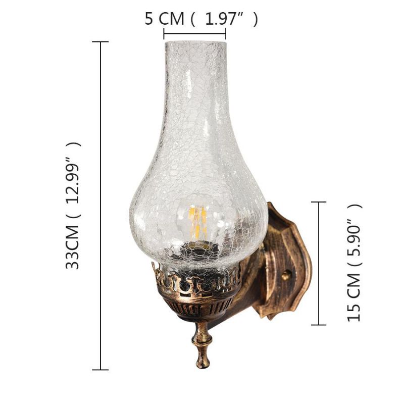 Vintage Metal Wall Glass Light Chinese Style E27 Oil Lamp with Crack Lampshade Vintage Oil Lamp (WH-VR-111)