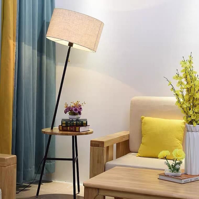 American Simple House Floor Lamp Living Room Bedroom Study Sofa Vertical Creative Nordic Solid Wood Floor Lamp