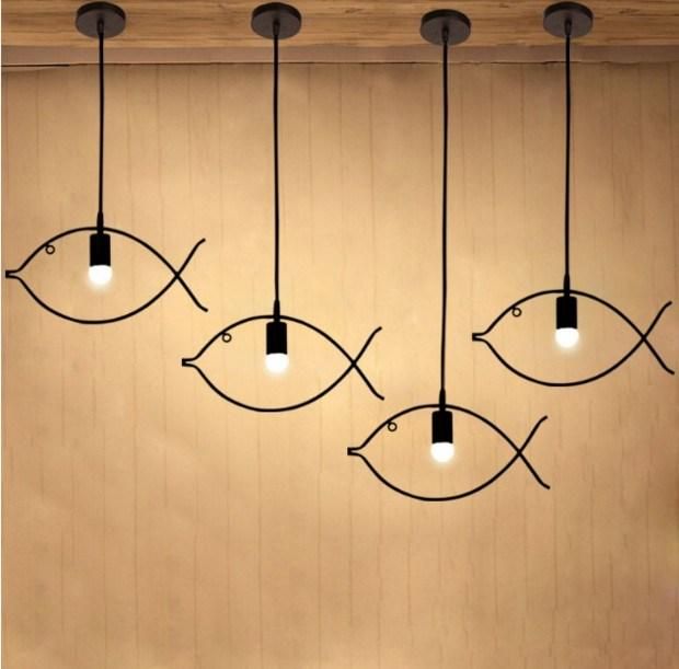 Ndustrial Multi Pendant Lighting for Living Room Bedroom Fish Shape (WH-VP-43)