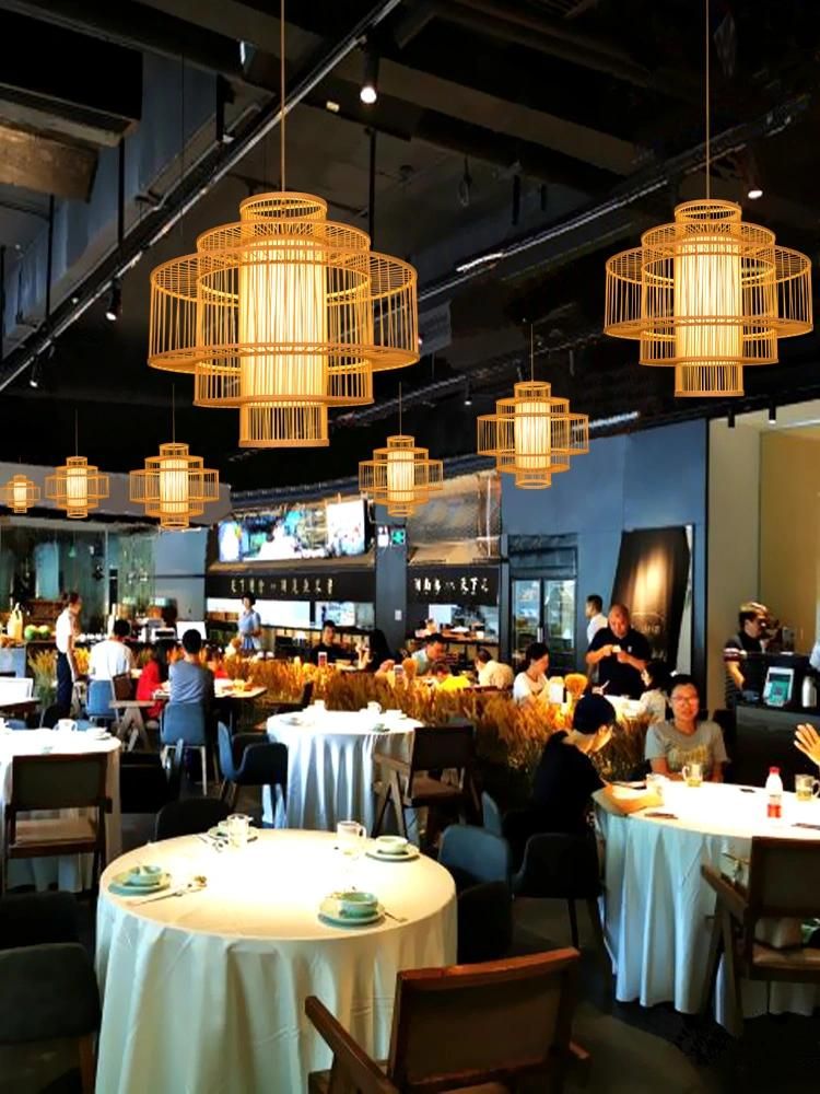 2021 Most Popular Rattan Pendant Light Hotel Ceiling Modern Bamboo Chandeliers and Lamps