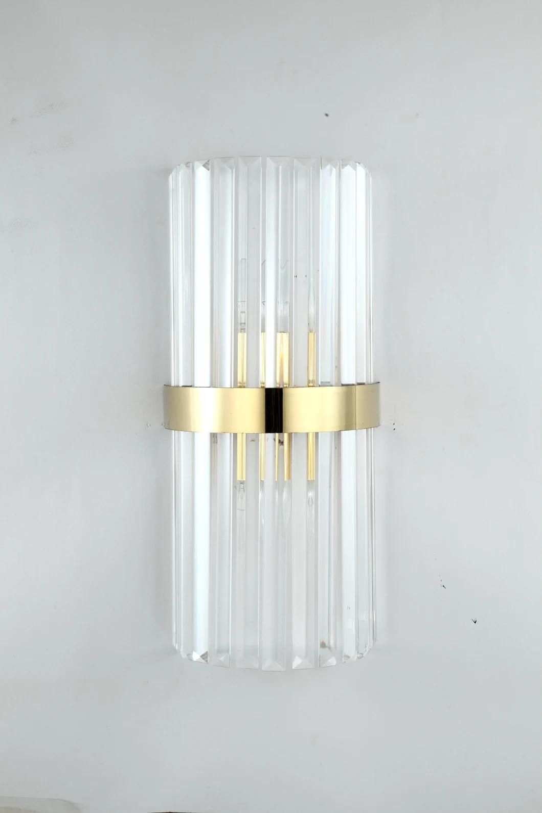 Golden Luxury European Hotel Living Room Light Crystal Glass Wall Lamp