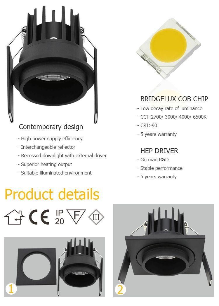 Anti Glare LED Spotlight Dimming Adjustable Modern Indoor Antiglare Downlight