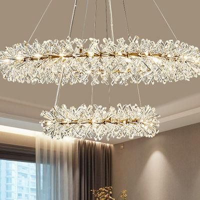 Round Ring Vintage Style Crystal Chandelier High-Class Restaurant Lighting