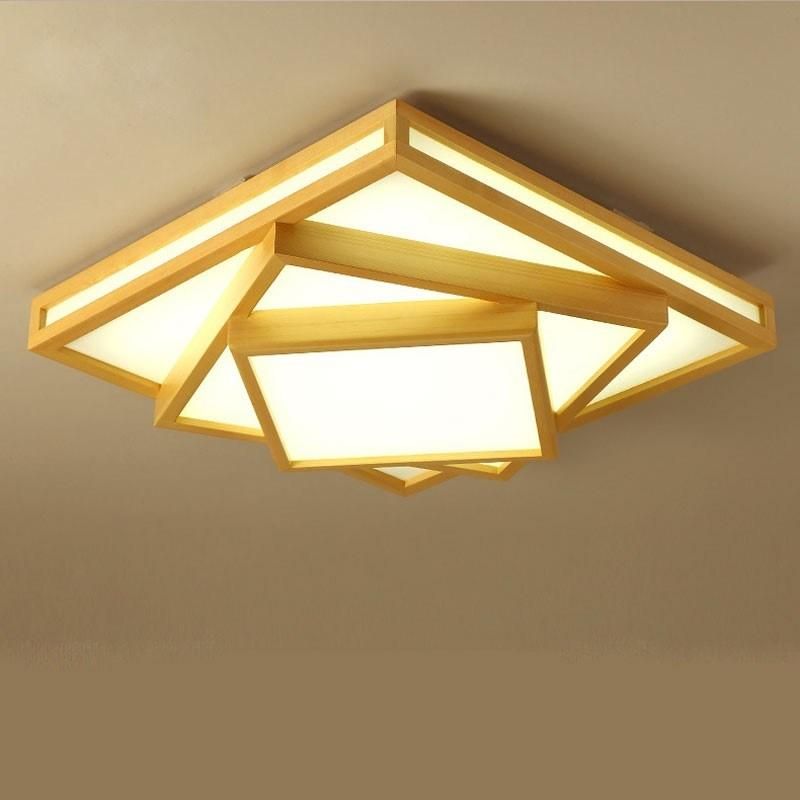 LED Nordic Simple and Warm Living Room Bedroom Study Room Dining Room Solid Wood Ceiling Lamp (WH-WA-42)