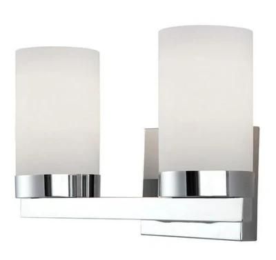 2 Light Chrome Vanity Bath Light Fixture with Opal Glass