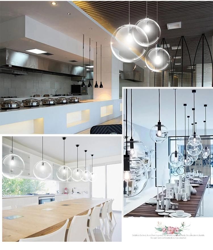 Simple Modern Indoor Hanging Clear Round Glass Pendant Light