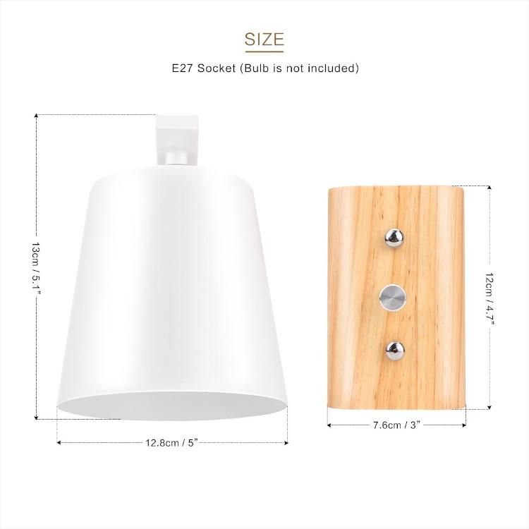 Jlw-N10 Nordic Style Wooden Base Wall Lamp with Power Switch