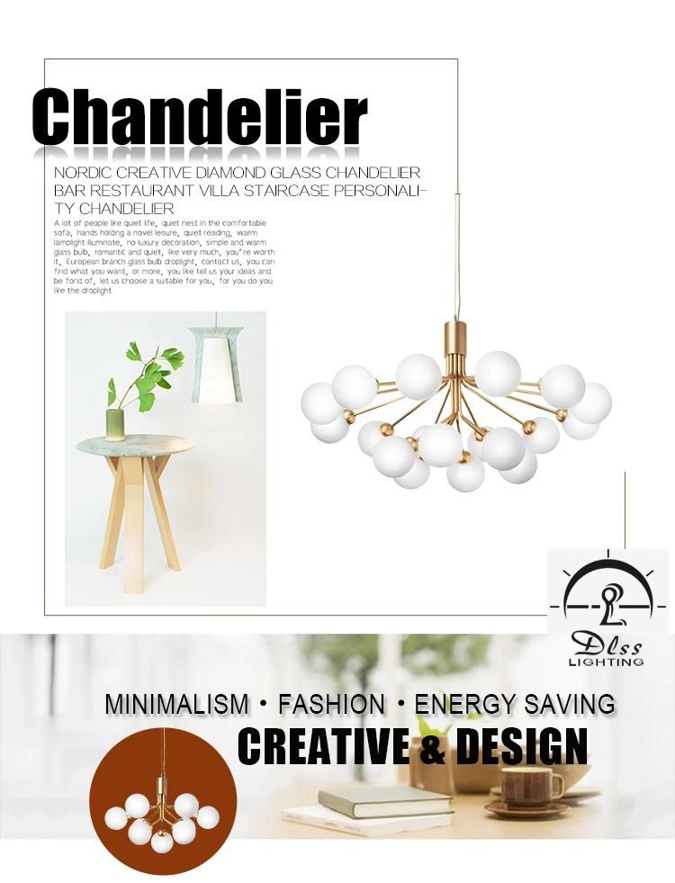 2020 Hot Sale Iron Glass E27 Pendant Lamp Chandelier