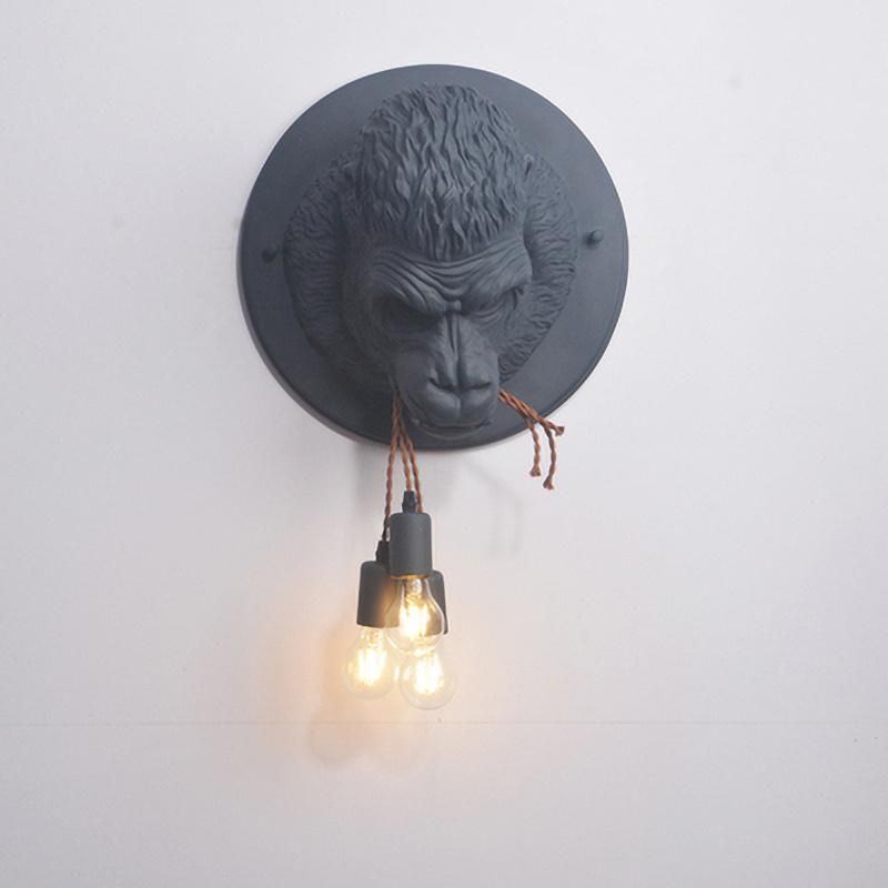 Loft Industrial Resin Wall Lamp Fixtures Art Decor Wall Mounted Gorilla Head Light (WH-VR-16)