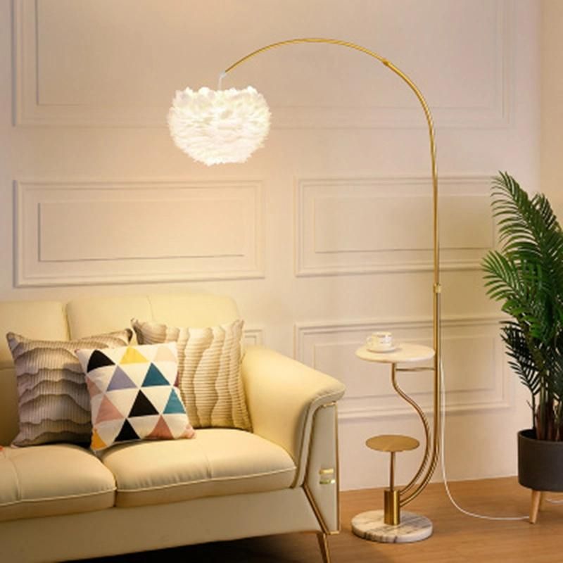 Romantic Feather Floor Lamp, Sofa Vertical Table Lamp for Living Room Bedroom Bedside Lamp (WH-MFL-87)