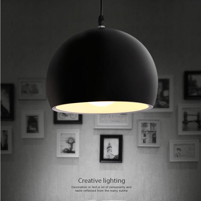 Simple Ball Pendant Lights 20cm 25cm Decorative E27 Lamps Restaurant White Black Pendant Lamp (WH-VP-96)