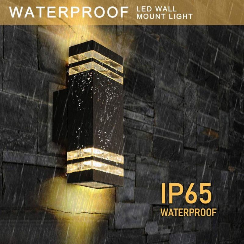 LED Wall Sconce Waterproof Porch Light 12W Black Modern Waterproof Wall Lamps Lumen Warm White IP65 Waterproof Outdoor Light