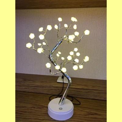 Ivory Rose Silver Branch Tree Lamp Christian Gift for Gc-Lt-0054