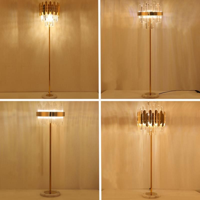 Luxury Modern Crystal Gold Stand Floor Lamp LED for Bedroom Living Room Crystal Floor Lamp (WH-MFL-79)