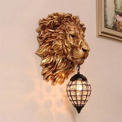 European Retro Gold Lion Wall Lamp Vintage Crystal Wall Sconce Light (WH-OR-65)